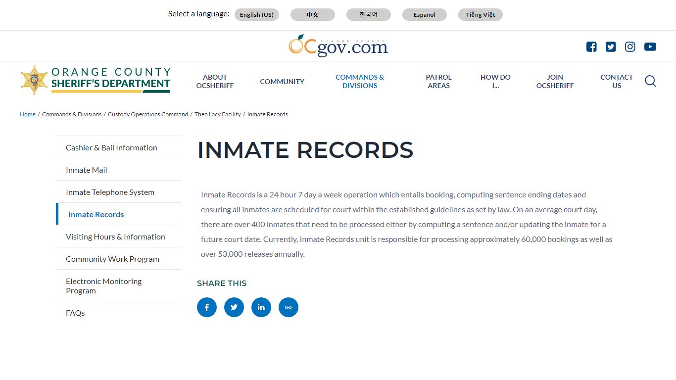 Inmate Records | Orange County, California - Sheriff's ...