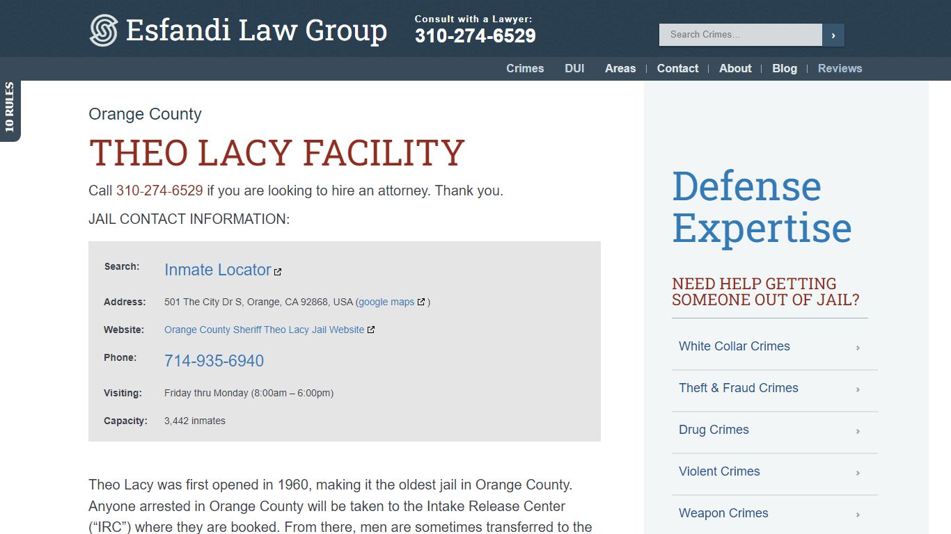 Theo Lacy Facility - Orange County Jail | Inmate Locator